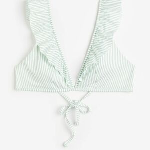 Striped Ruffle Trim Bikini SET
